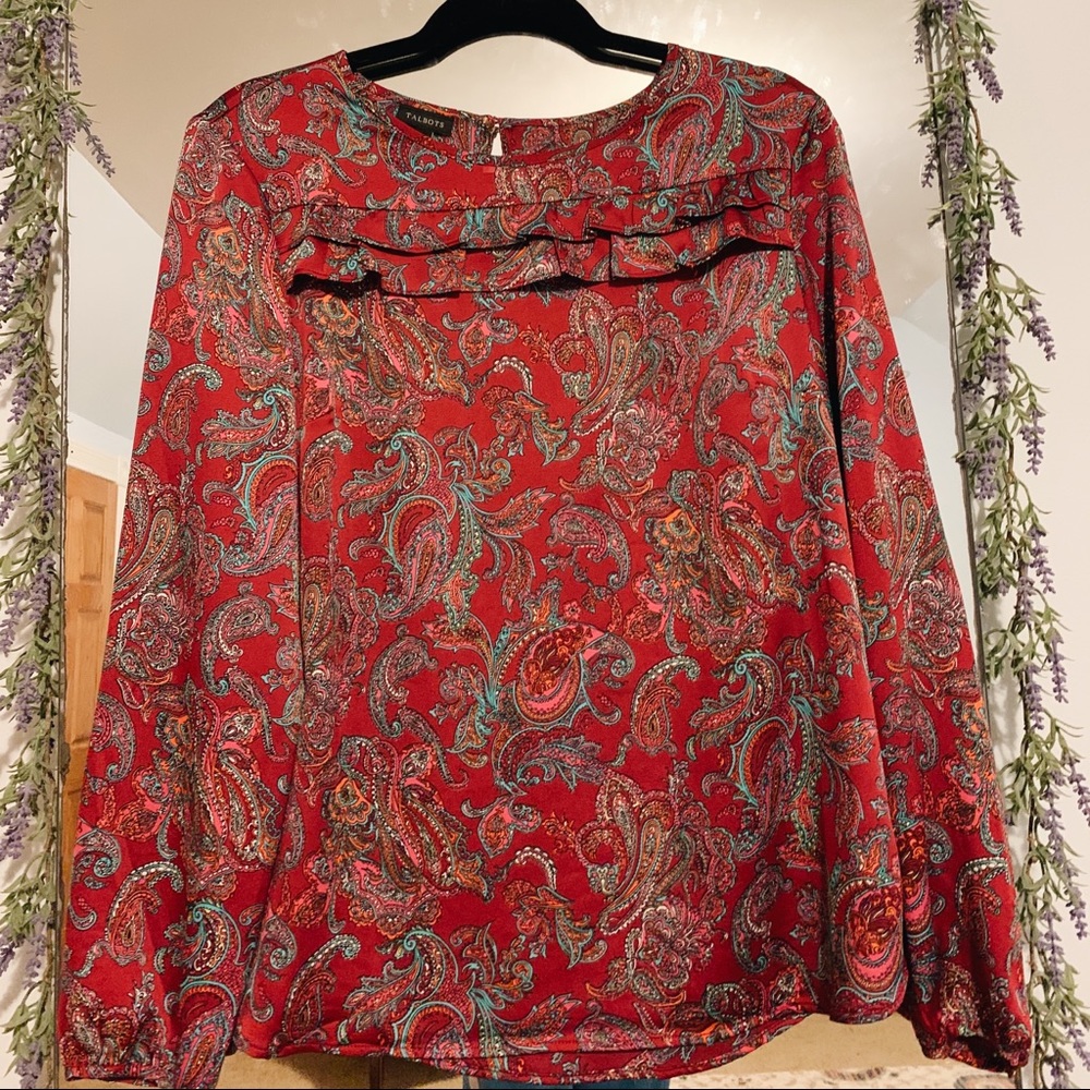 Talbots Paisley Pink Top Size M
